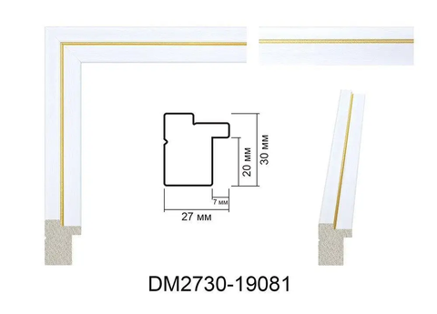 Рамка пластикова біла із золотою смужкою DM 2730-1908-1 DM 2730-1908-1 фото